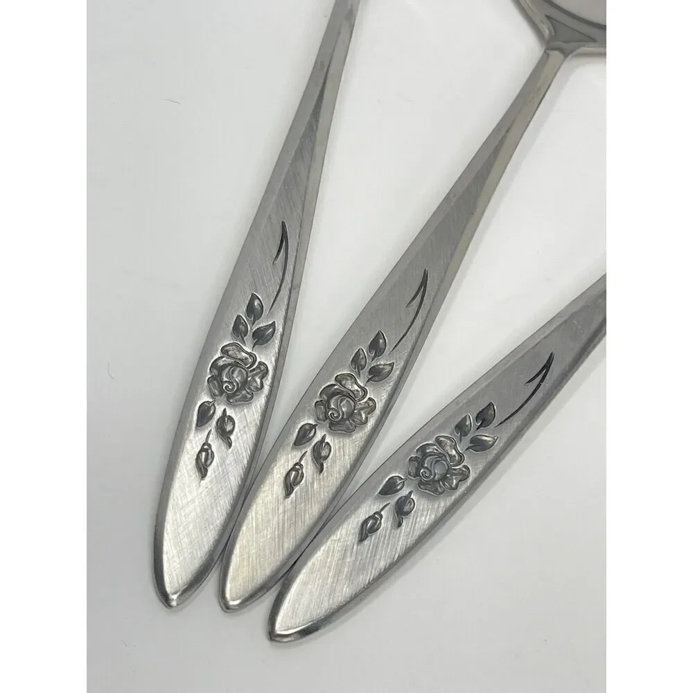 Vintage Oneida Community ROSE SHADOW Stainless Dinner Spoons 7.25